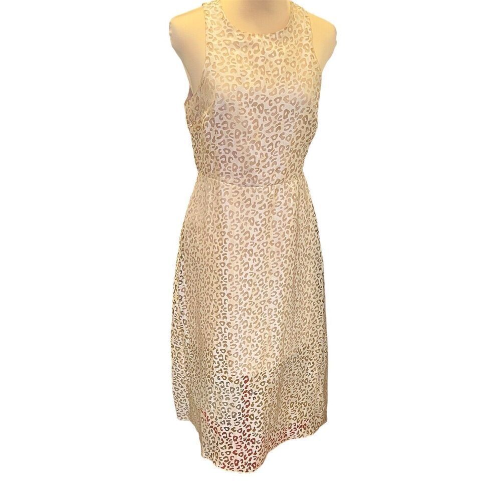 Ali & Jay SZ M Sheer Organza Animal Print Midi Dress Burnout Fairy Party